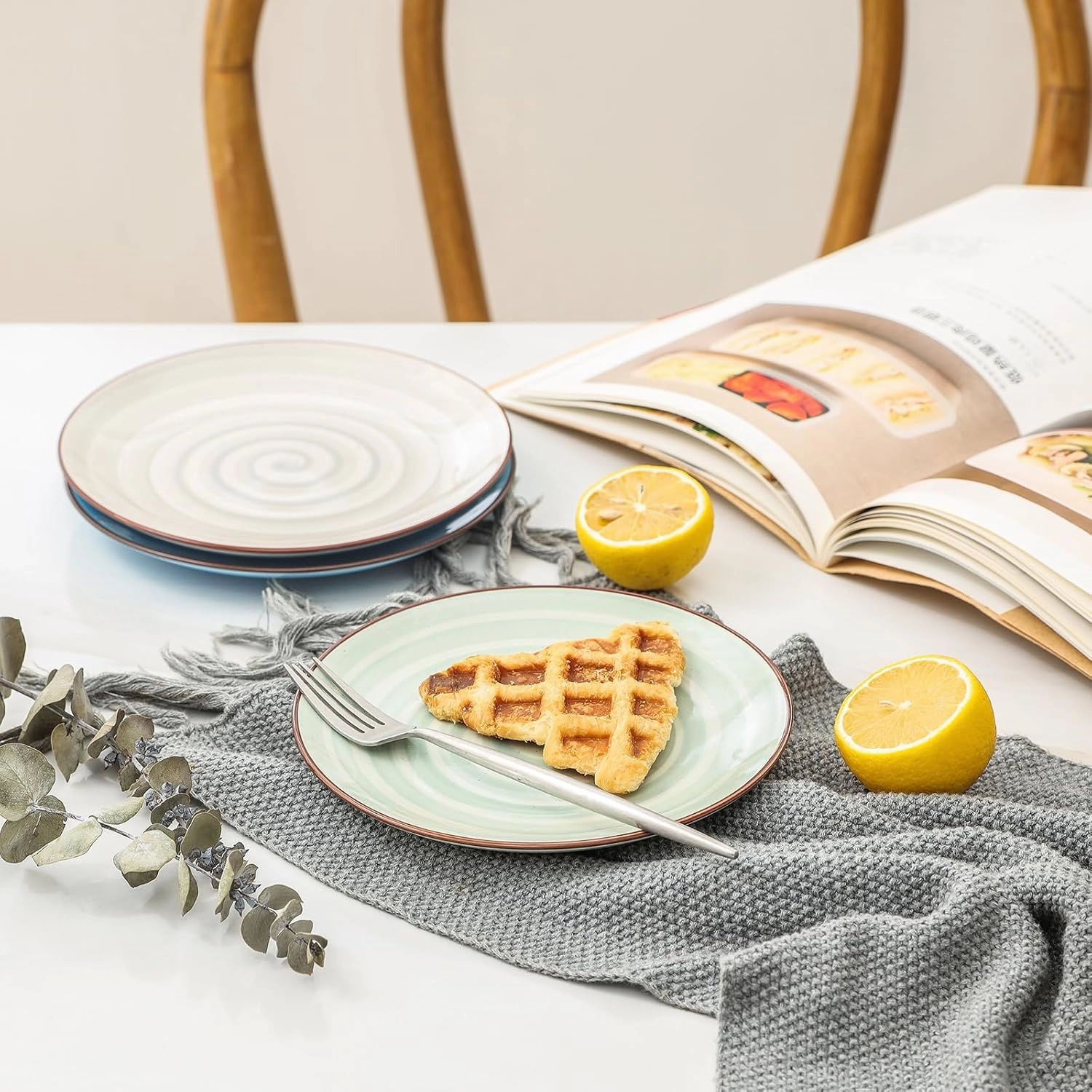 Selamica Ceramic Dessert Plates Set of 6, Small Salad Plates 6 Inch Appetizer Plates for Kitchen, Small Dinner Plates/Dishes for Cake Snacks Side Dish, Microwave Dishwasher Safe, Gradient Color