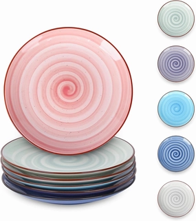 Selamica Ceramic Dessert Plates Set of 6, Small Salad Plates 6 Inch Appetizer Plates for Kitchen, Small Dinner Plates/Dishes for Cake Snacks Side Dish, Microwave Dishwasher Safe, Gradient Color