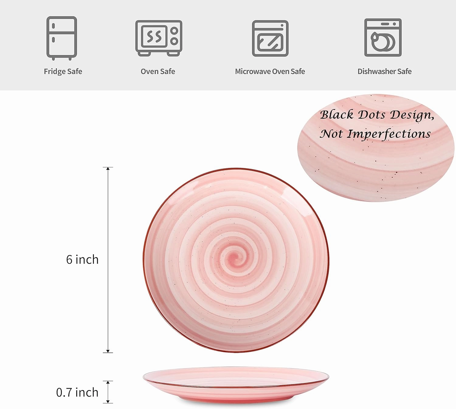 Selamica Ceramic Dessert Plates Set of 6, Small Salad Plates 6 Inch Appetizer Plates for Kitchen, Small Dinner Plates/Dishes for Cake Snacks Side Dish, Microwave Dishwasher Safe, Gradient Color