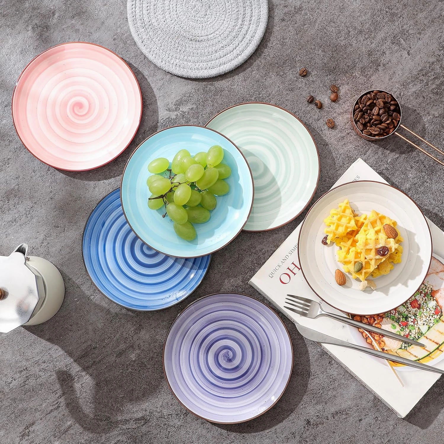 Selamica Ceramic Dessert Plates Set of 6, Small Salad Plates 6 Inch Appetizer Plates for Kitchen, Small Dinner Plates/Dishes for Cake Snacks Side Dish, Microwave Dishwasher Safe, Gradient Color