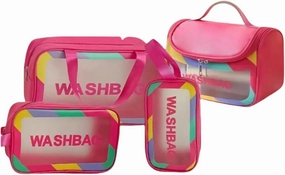 Set of 4 Women's Multifunctional Cosmetic Bags with a large capacity for travel and storage of makeup brushes and toiletries. It has a wet and dry separation design
