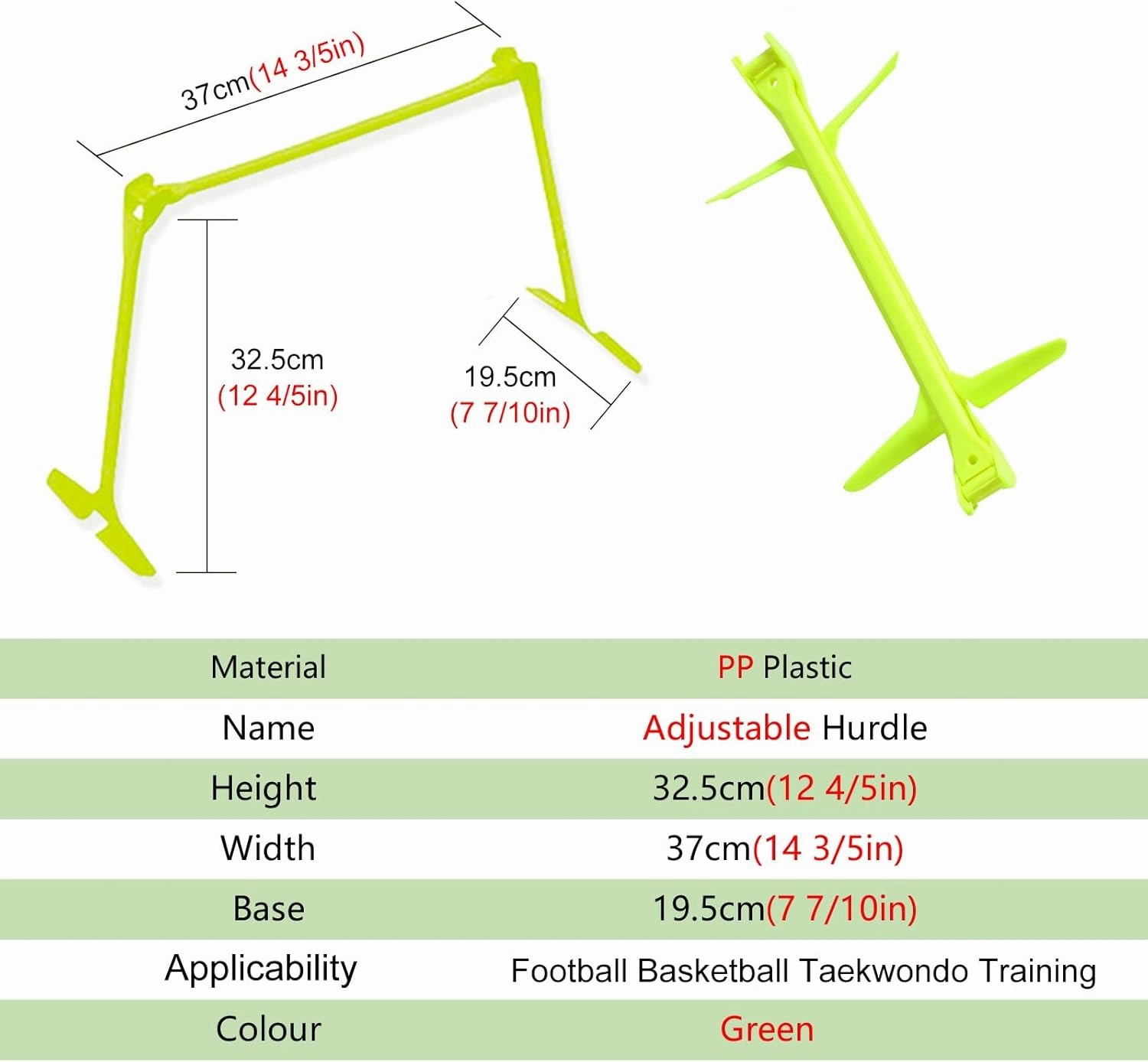 Set of 5 10 15 20 Adjustable Speed Training Hurdles, Athletic Jumping Hurdles for Concrete Floor/Grassland, Speed Training Hurdles Football - Carry Bag Included(10pcs)