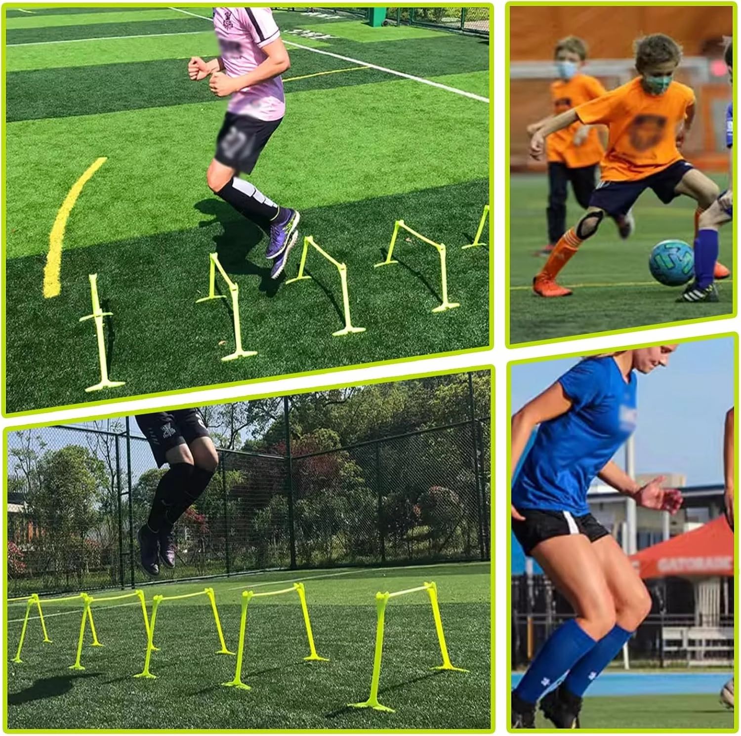Set of 5 10 15 20 Adjustable Speed Training Hurdles, Athletic Jumping Hurdles for Concrete Floor/Grassland, Speed Training Hurdles Football - Carry Bag Included(10pcs)