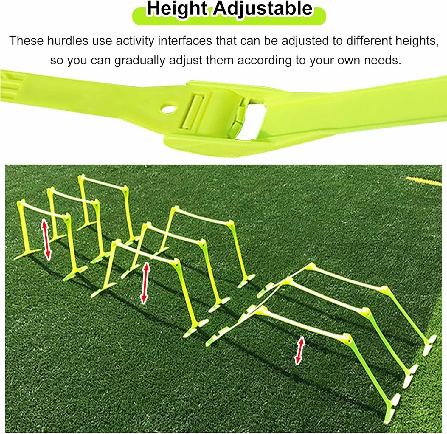Set of 5 10 15 20 Adjustable Speed Training Hurdles, Athletic Jumping Hurdles for Concrete Floor/Grassland, Speed Training Hurdles Football - Carry Bag Included(10pcs)