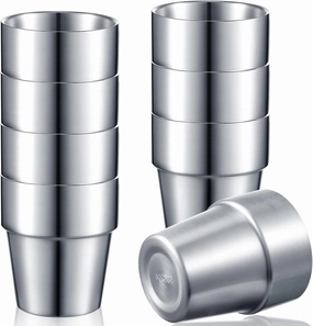 Set of 8 Stainless Steel Insulated Cup 10 oz Stackable Metal Cup Double Wall Vacuum Drinking Cups Camping Mugs Water Glasses Reusable Steel Cup for Kids Adults BBQ Camping Home