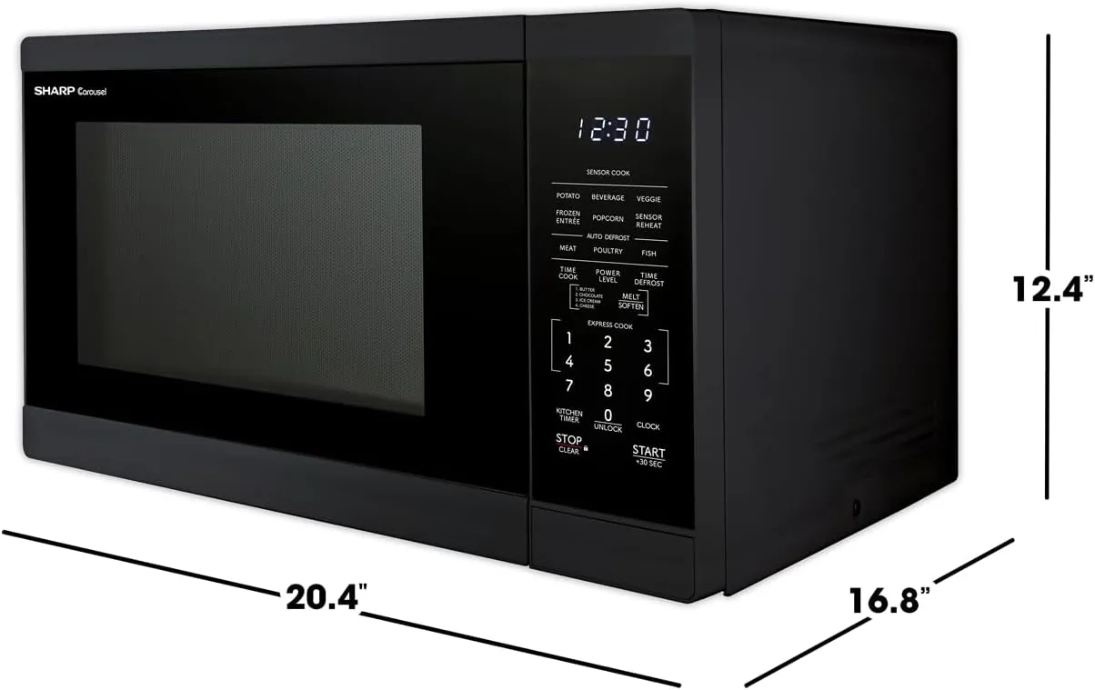 SHARP SMC1461KB Countertop Microwave Oven with Removable 12.4" Carousel Turntable, 1.4 Cubic Feet, 1100 Watt CuFt, Black