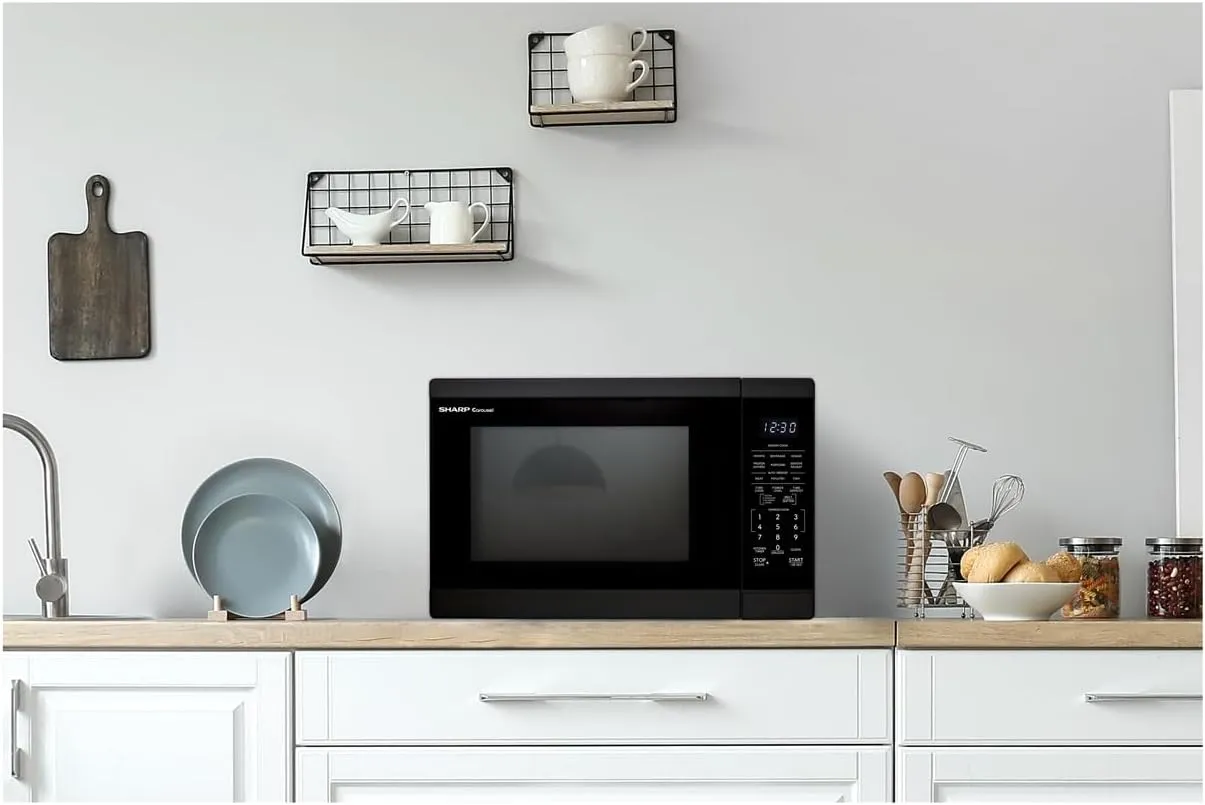 SHARP SMC1461KB Countertop Microwave Oven with Removable 12.4" Carousel Turntable, 1.4 Cubic Feet, 1100 Watt CuFt, Black