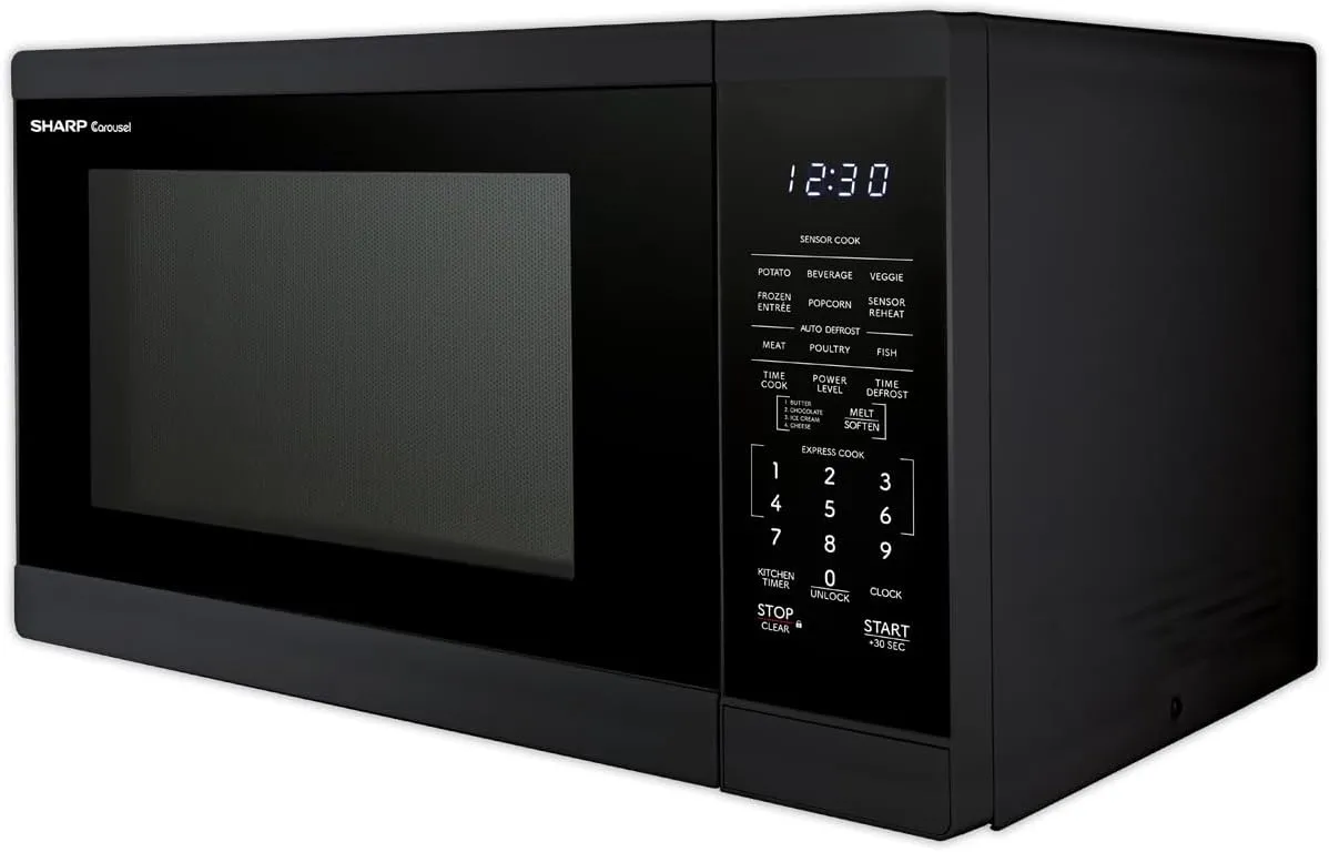 SHARP SMC1461KB Countertop Microwave Oven with Removable 12.4" Carousel Turntable, 1.4 Cubic Feet, 1100 Watt CuFt, Black