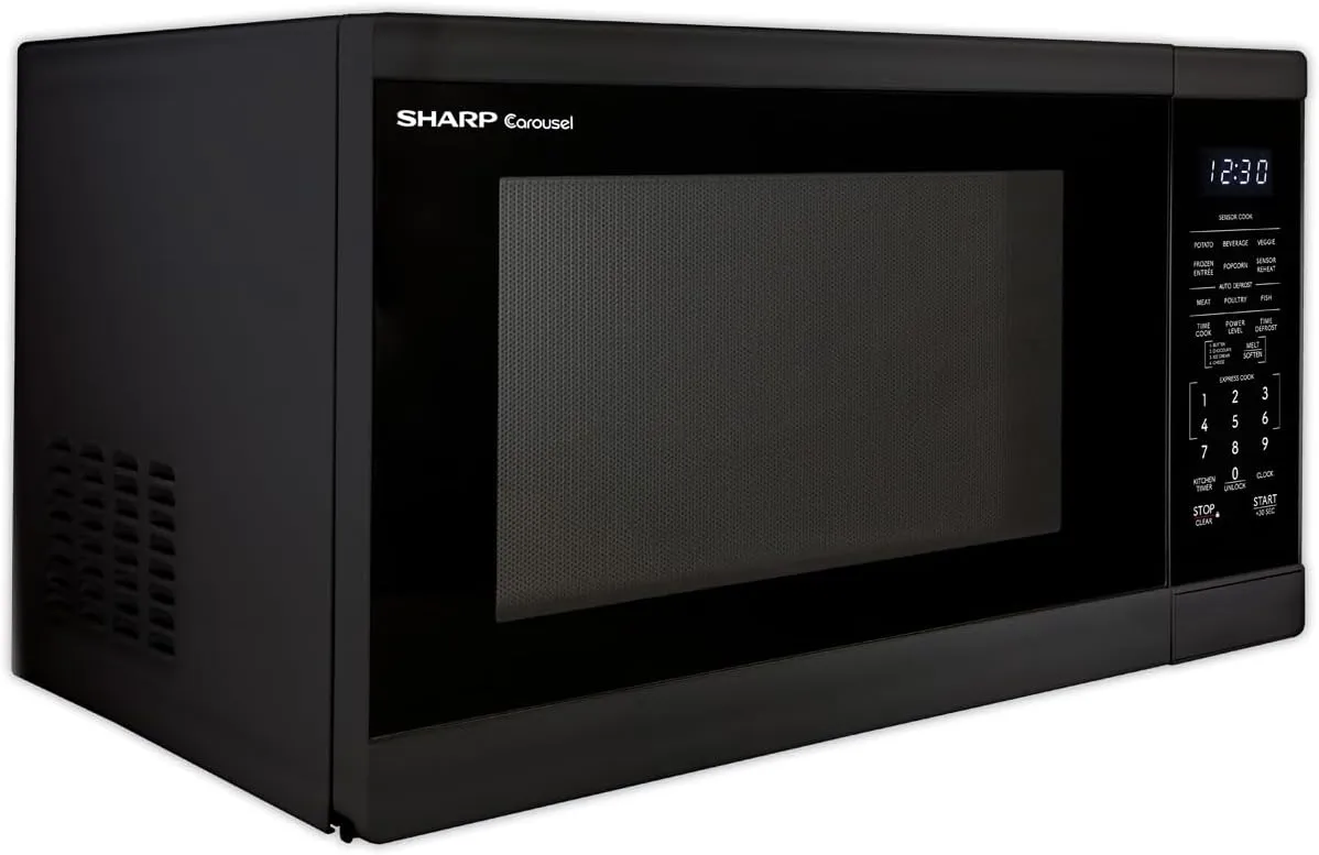 SHARP SMC1461KB Countertop Microwave Oven with Removable 12.4" Carousel Turntable, 1.4 Cubic Feet, 1100 Watt CuFt, Black