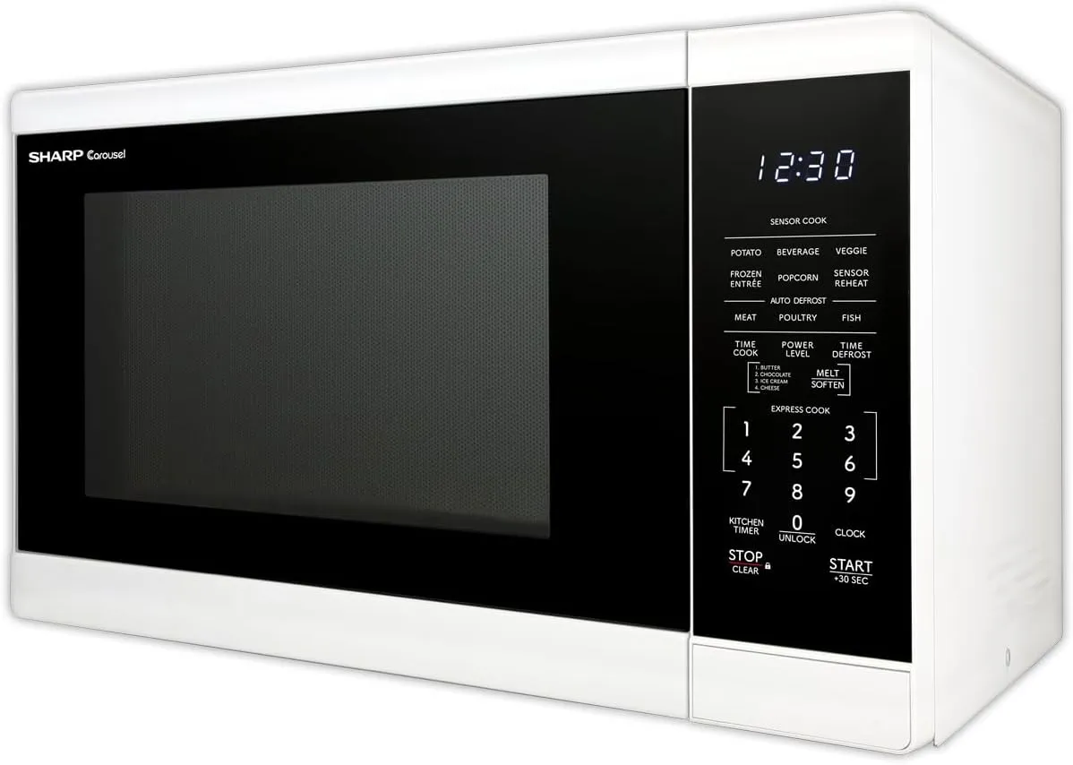 SHARP SMC1461KW Countertop Microwave Oven with Removable 12.4" Carousel Turntable, 1.4 Cubic Feet, 1100 Watt CuFt, White