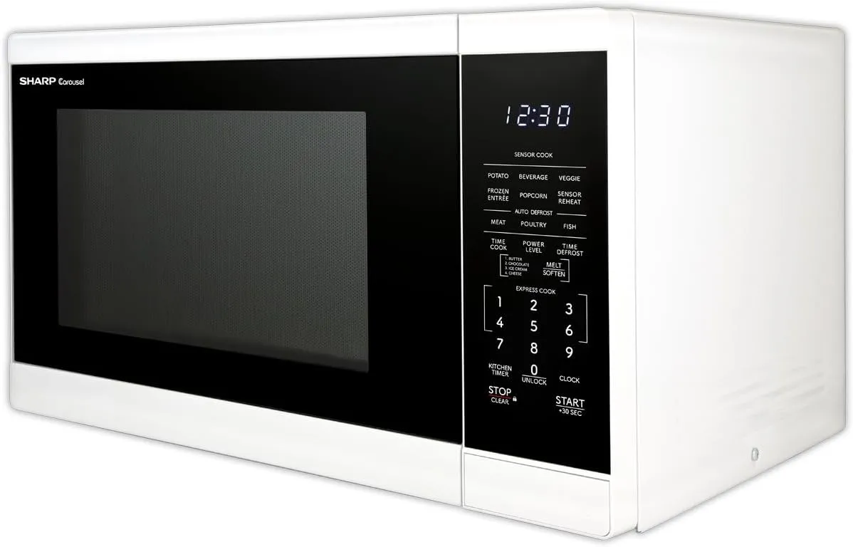SHARP SMC1461KW Countertop Microwave Oven with Removable 12.4" Carousel Turntable, 1.4 Cubic Feet, 1100 Watt CuFt, White