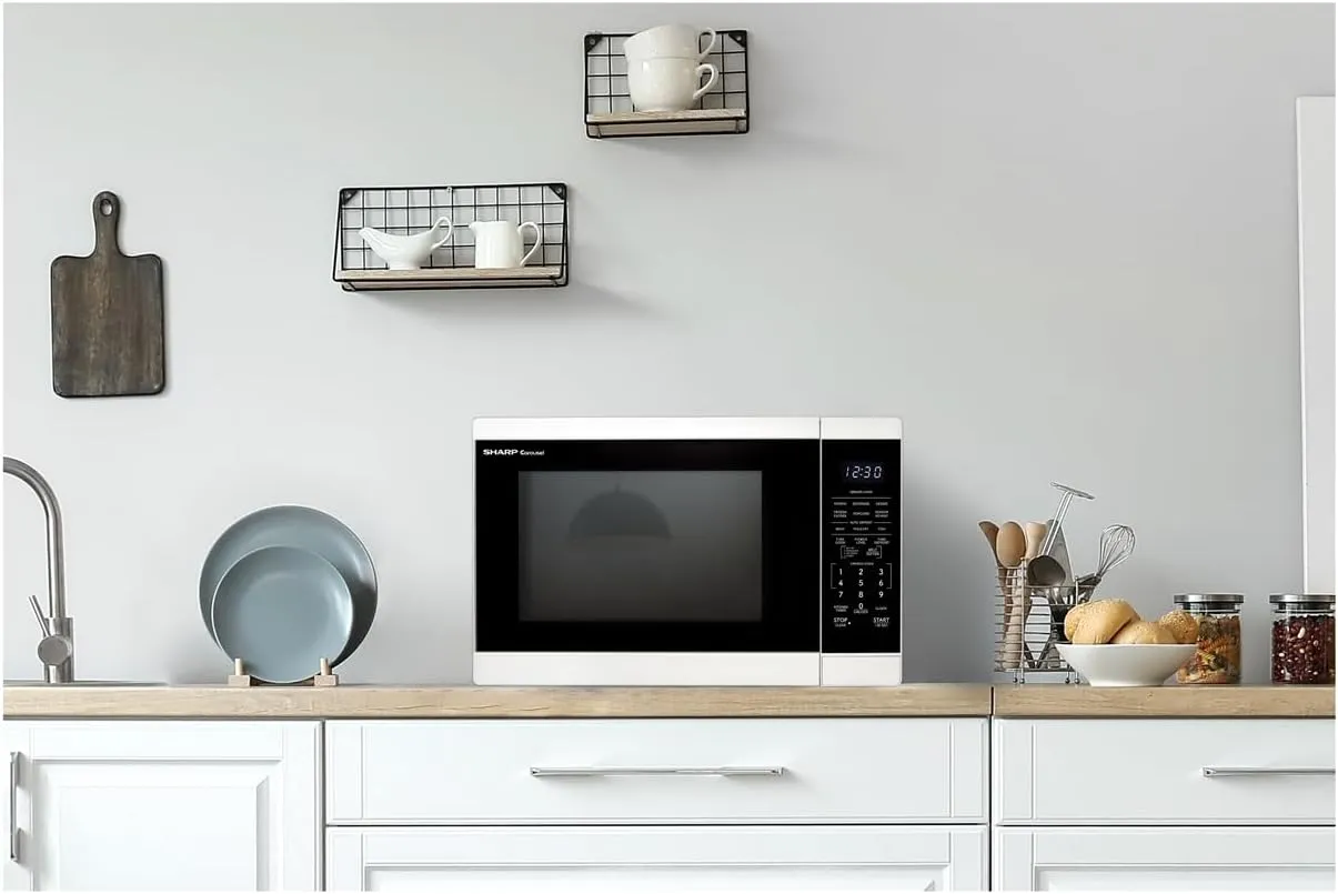 SHARP SMC1461KW Countertop Microwave Oven with Removable 12.4" Carousel Turntable, 1.4 Cubic Feet, 1100 Watt CuFt, White