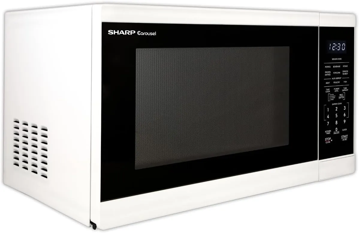 SHARP SMC1461KW Countertop Microwave Oven with Removable 12.4" Carousel Turntable, 1.4 Cubic Feet, 1100 Watt CuFt, White