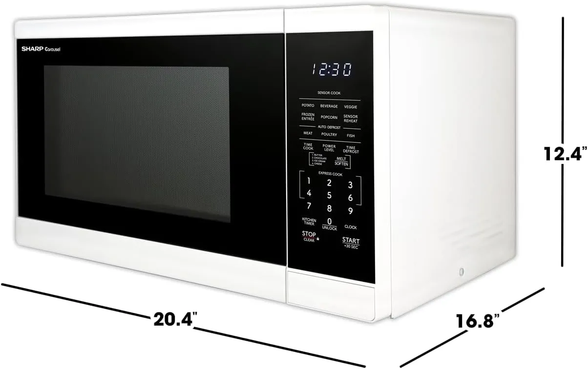 SHARP SMC1461KW Countertop Microwave Oven with Removable 12.4" Carousel Turntable, 1.4 Cubic Feet, 1100 Watt CuFt, White