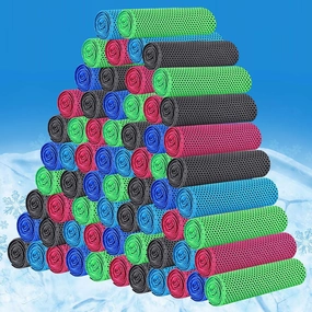 Shellwei 100 Pcs Cooling Towels Bulk 32 x 12 Inch Ice Towel Bulk Cooling Rag for Neck and Face Soft Breathable Microfiber Cloth Chilly Quick Cold for Yoga Gym Sport Golf Running Work Stay Cold