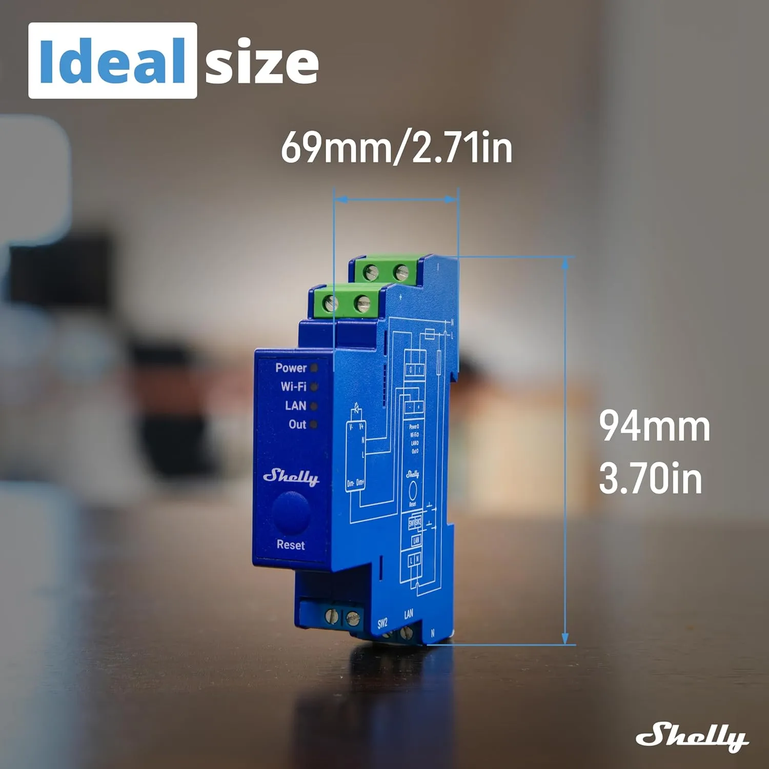 Shelly Pro Dimmer 0/1-10V PM | Wi-Fi & LAN Smart Dimmer with Power Metering | Home Automation | DIN Rail | Compatible with Alexa & Google Home | iOS Android App | No Hub | Dimmable Lights