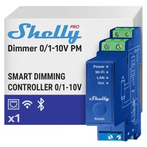 Shelly Pro Dimmer 0/1-10V PM | Wi-Fi & LAN Smart Dimmer with Power Metering | Home Automation | DIN Rail | Compatible with Alexa & Google Home | iOS Android App | No Hub | Dimmable Lights