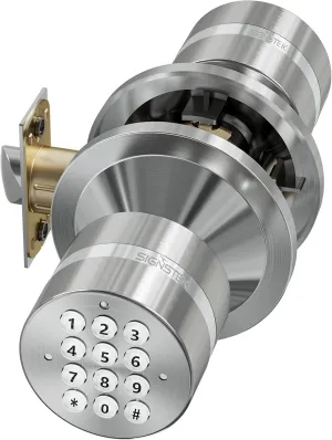 Signstek Keyless Entry Door Lock, Door Knob with Keypad, Smart Code Door Lock, Mute Mode, Passage Function, Easy to Install, Satin Nickel