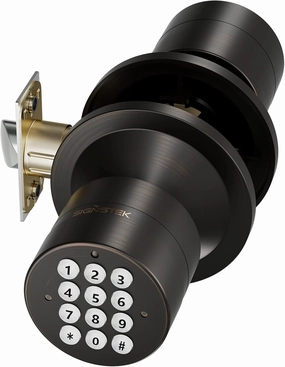 Signstek Keyless Entry Door Lock,Door Knob with Keypad，Smart Code Door Lock,Mute Mode,Passage Function, Easy to Install,Oil Rubbed Bronze