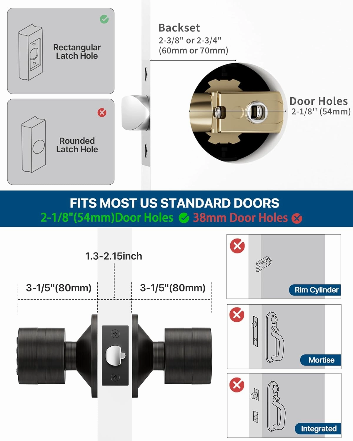 Signstek Keyless Entry Door Lock,Door Knob with Keypad，Smart Code Door Lock,Mute Mode,Passage Function, Easy to Install,Oil Rubbed Bronze