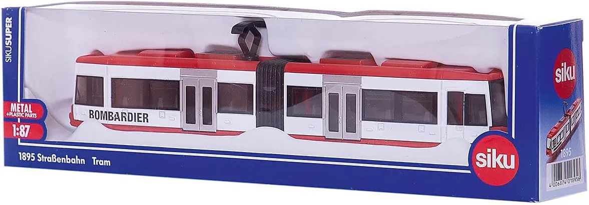 Siku 1895, Tram, 1:87, Metal/Plastic, Red/White, Compatible with Other Toys