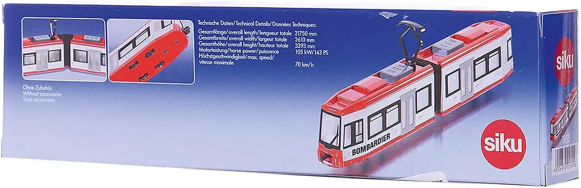Siku 1895, Tram, 1:87, Metal/Plastic, Red/White, Compatible with Other Toys