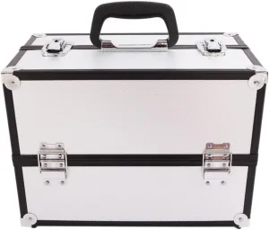 Silver Makeup Organizer Aluminum Cosmetic Storage Drawers, Makeup Storage Box for Lipstick Jewelry and Makeup Brushes, Stackable Vanity Organizer,Cosmetic Organizer with Mirror, 36 x 21.8 x 25.7CM