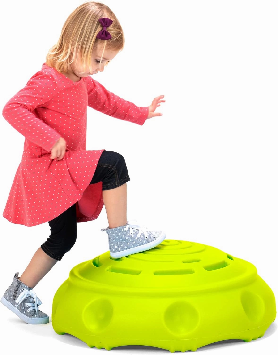 Simplay3 Two Sided Rock Around Wobble Disk and Climbing Dome for Toddlers and Kids - Rocking and Climbing - Indoor/Outdoor - Green, Made in USA (Green, 1 Pack)