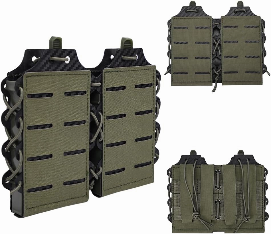 SINAIRSOFT Tactical Mag Pouch,Double Mag Holster Holder for 5.56 mm Rifle Magazines,Universal MOLLE Open-Top Quick Release Mag Pouches for Tactical Vests/Backpacks/Belts/Chest Rig