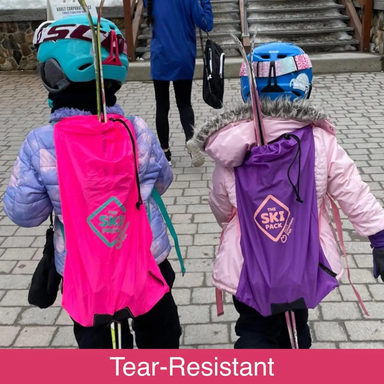 Ski Bag Backpack Carrier | Adjustable Straps Personalize to Fit | Lightweight Ski and Pole Transport | Great for Families, Men, Women, Kids