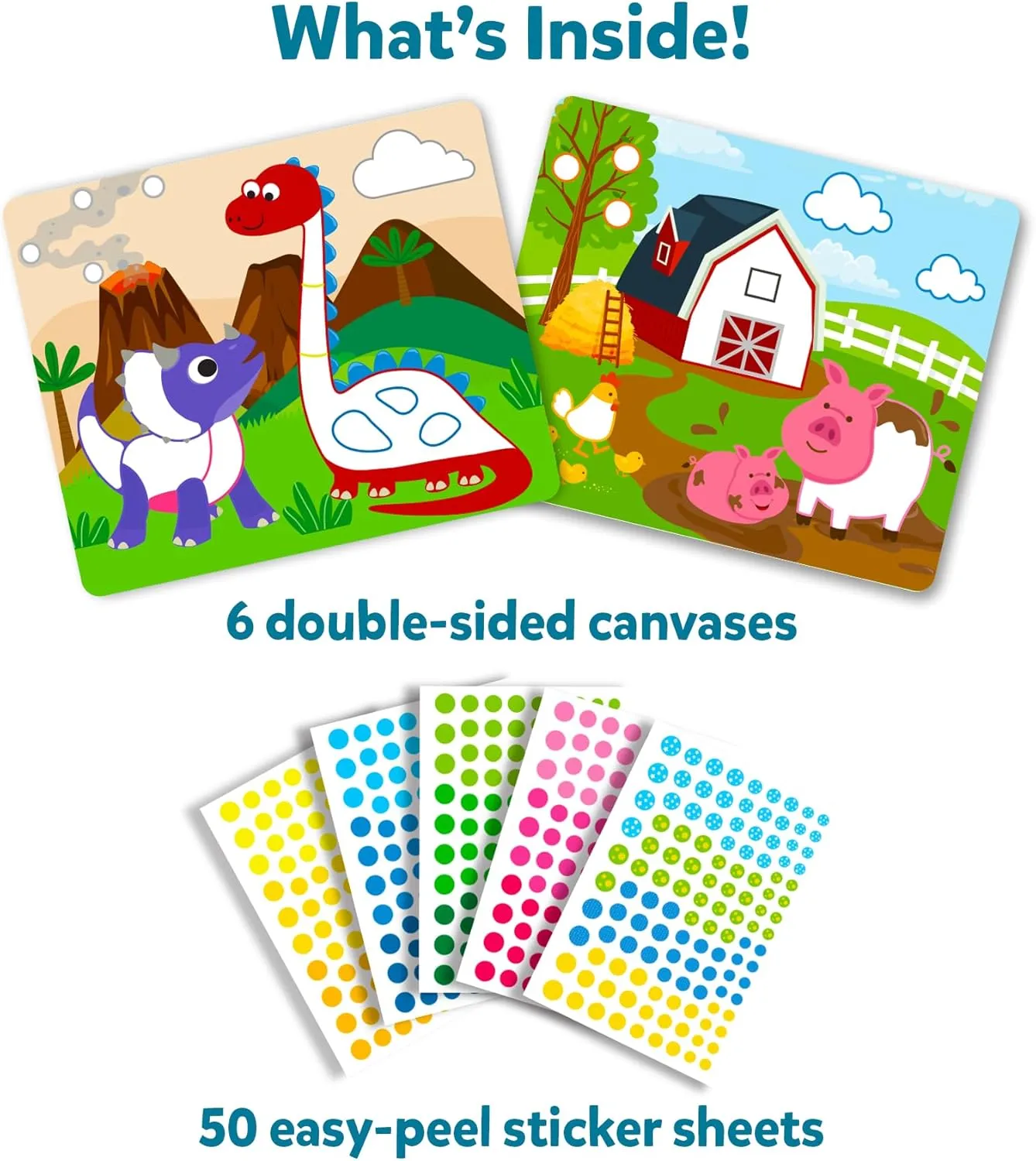 Skillmatics Dot It Sticker Art - Animals & Dinosaurs Combo, Mess-Free Fun for Kids, 750  Stickers, Craft Kits, DIY Scrapbooking Activity, Travel Toys, Gifts for Ages 3, 4, 5, 6, 7