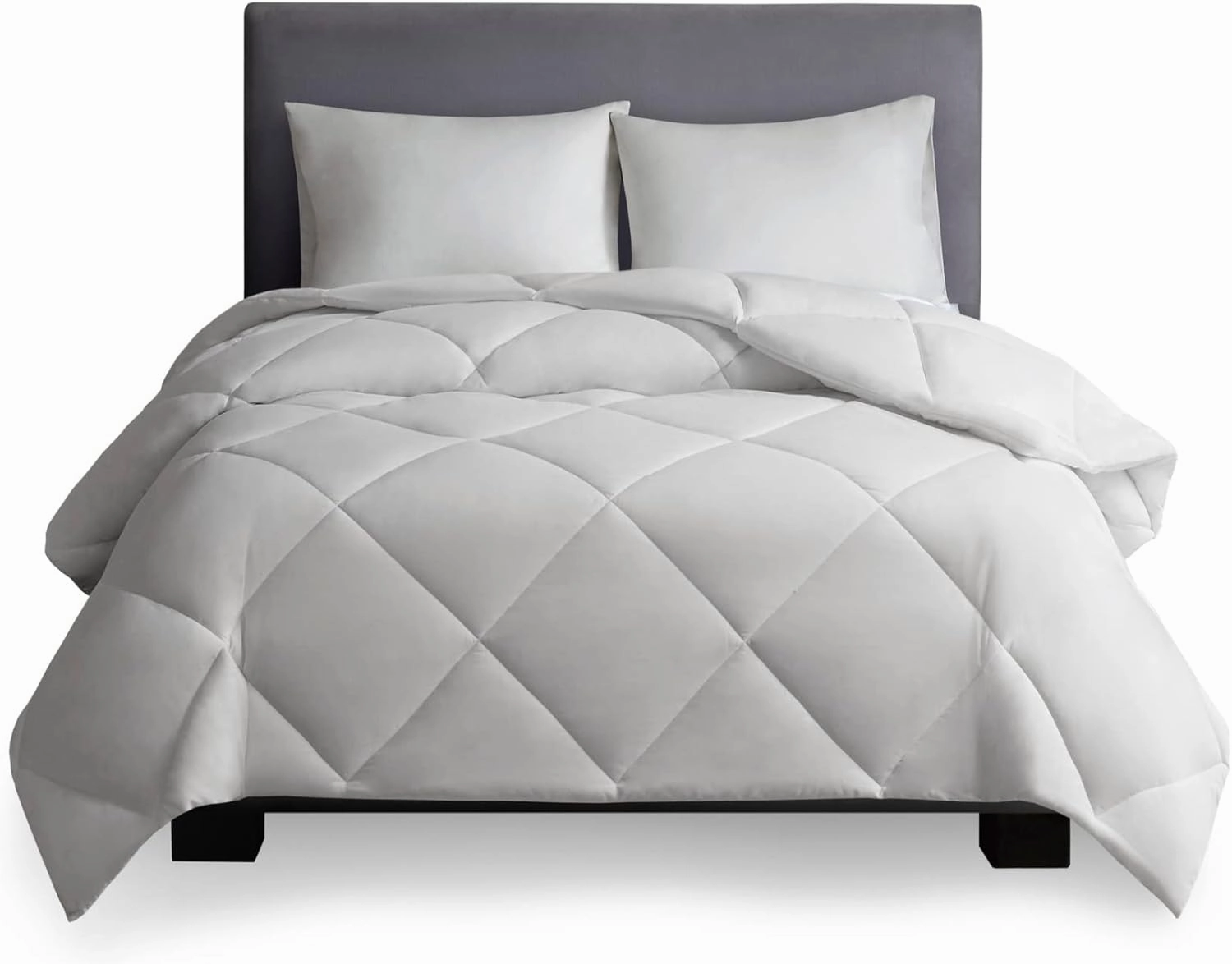 Sleep Philosophy HeiQ Temperature Regulating Comforter Diamond Quilted Design, Oversized Duvet Insert, All Season thermoregulation Bedding, Full/Queen(90"x94") White