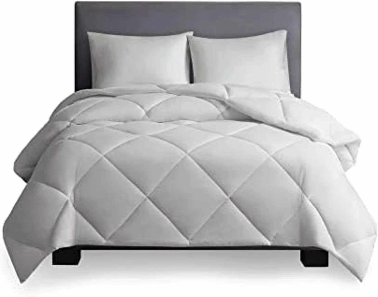 Sleep Philosophy HeiQ Temperature Regulating Comforter Diamond Quilted Design, Oversized Duvet Insert, All Season thermoregulation Bedding, King/Cal King(106"x94") White