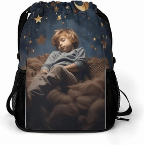 Sleep with The Stars Drawstring Backpack Draw String Bag Sports Gym Bags Cinch Bag Gift Bags Travel Sackpack