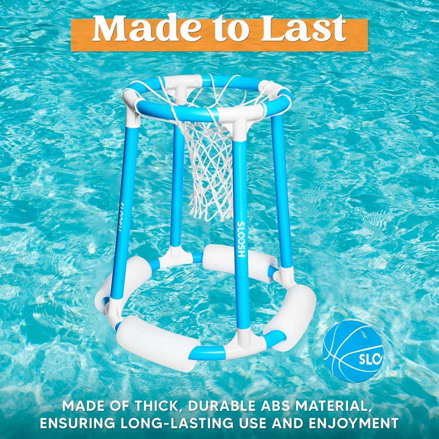 Sloosh Pool Basketball Hoop Set, Floating Basketball Pool Game, Swimming Floats Toys with Balls Pump, Summer Outdoor Water Play Toy for Kids and Adults (Blue)
