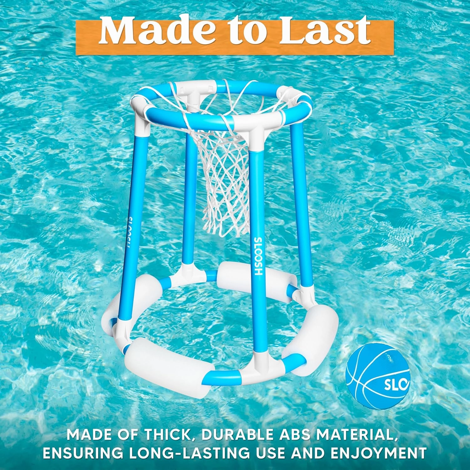 Sloosh Pool Basketball Hoop Set, Floating Basketball Pool Game, Swimming Floats Toys with Balls Pump, Summer Outdoor Water Play Toy for Kids and Adults (Blue)