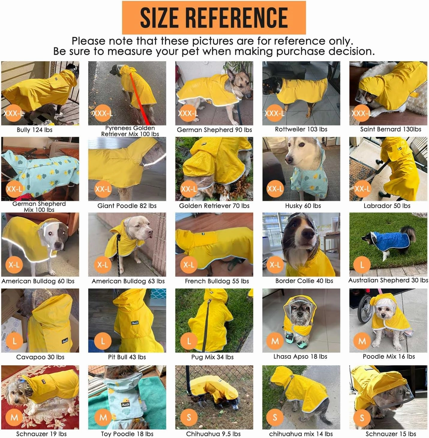 SlowTon Dog Raincoat, Adjustable Dog Rain Jacket Clear Hooded Double Layer, Waterproof Poncho with Reflective Strip Straps and Storage Pocket for Small Medium Large Dogs Puppies(FU L)