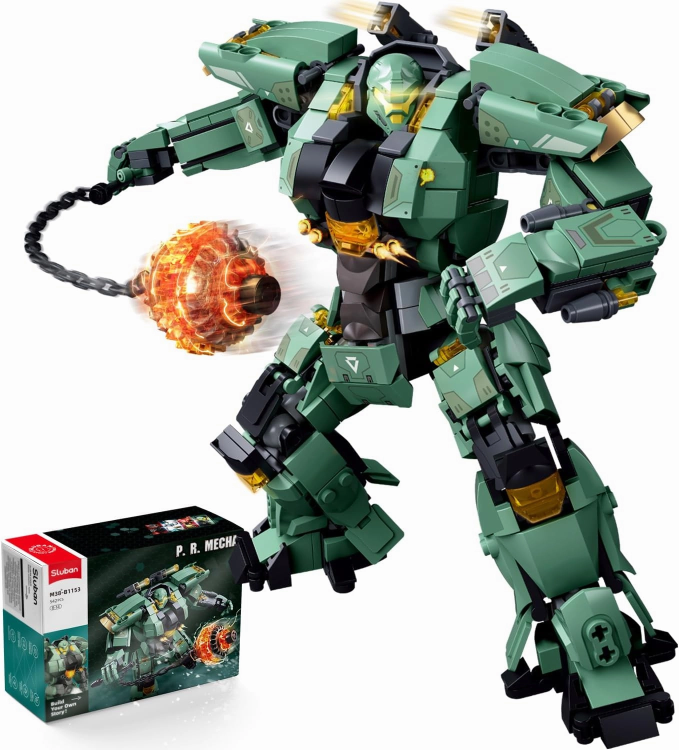 Sluban Annihilation Ranger Transforming Mech Robot Building Toys for Adults, Destroy Warrior City Mecha Action Figure with Weapons, Cool Robots Toys Gift for Boys, 542 PCS