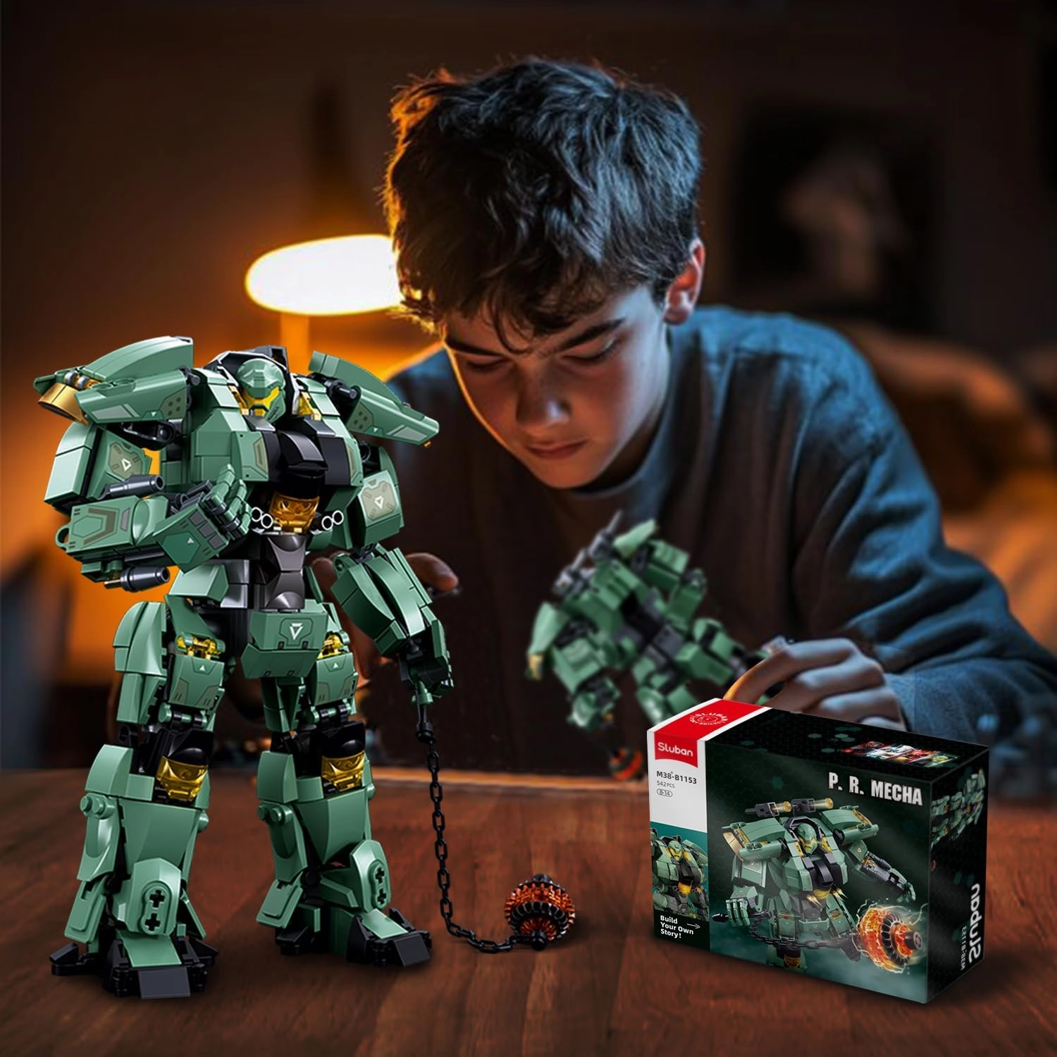 Sluban Annihilation Ranger Transforming Mech Robot Building Toys for Adults, Destroy Warrior City Mecha Action Figure with Weapons, Cool Robots Toys Gift for Boys, 542 PCS