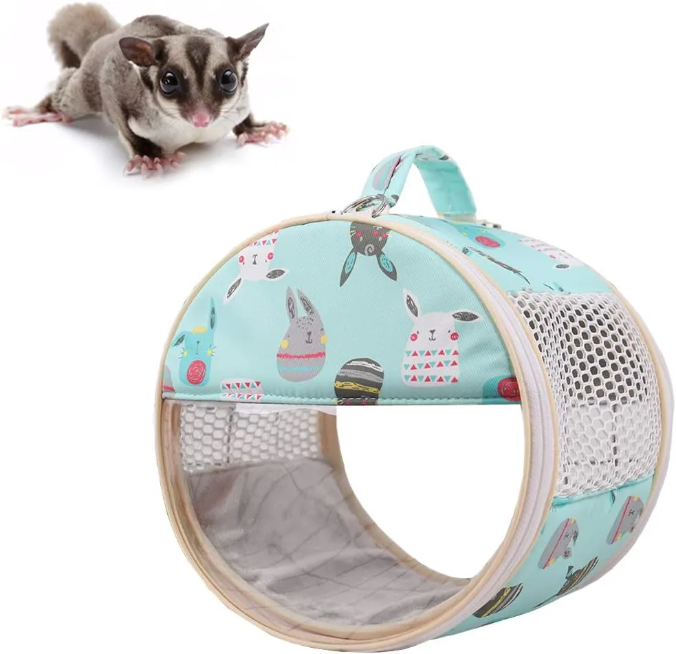 Small Pet Carrier Bag Portable Travel Carrier for Hamster Rat Baby Guinea Pig Sugar Glider Hedgehog Small Birds (M, Green)