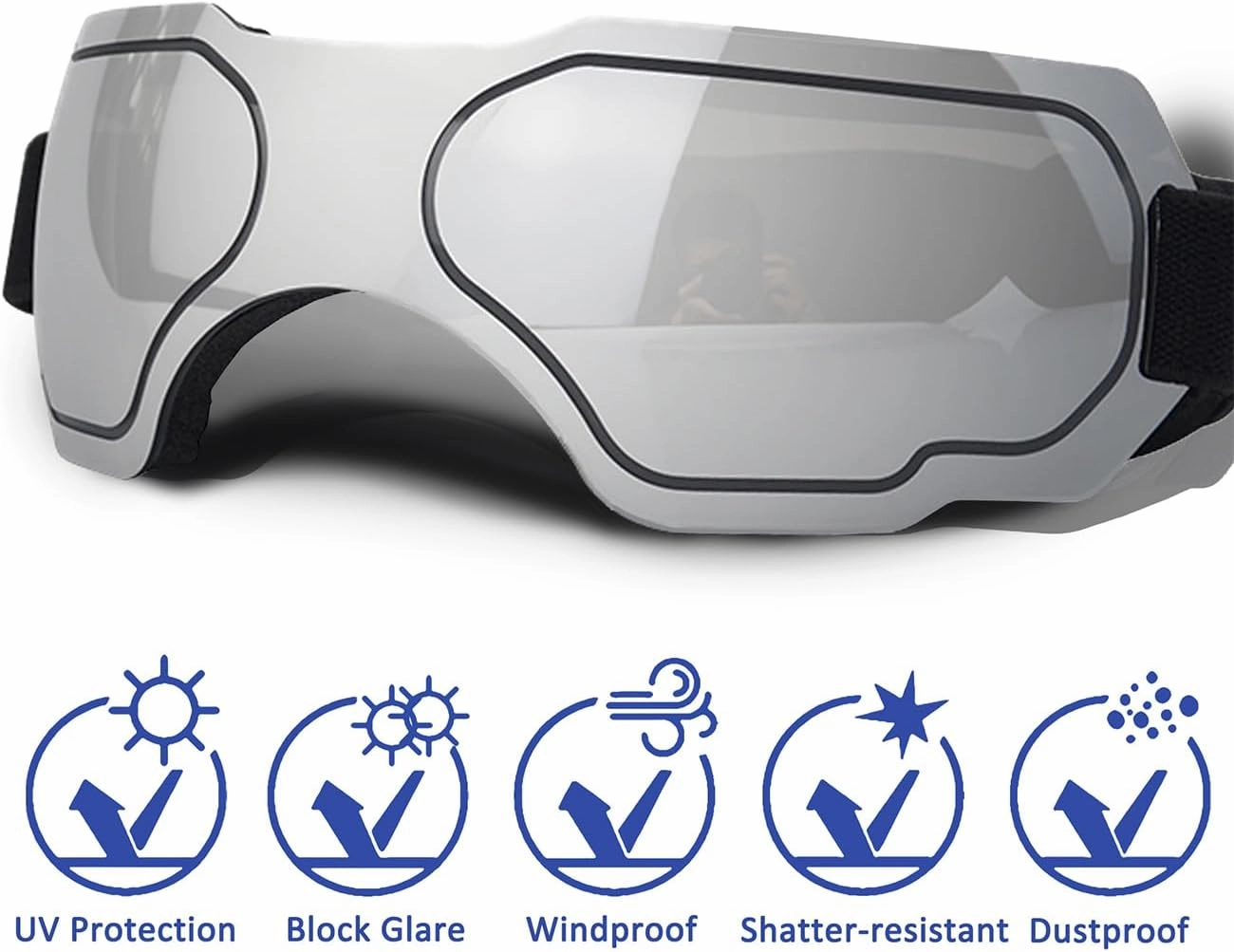 Small Dog Sunglasses with Adjustable Strap UV Protection - Winproof & Snowproof, Suitable for Small Dogs & Puppies