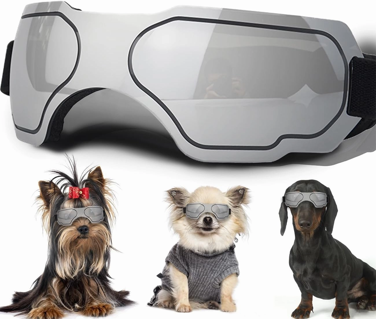 Small Dog Sunglasses with Adjustable Strap UV Protection - Winproof & Snowproof, Suitable for Small Dogs & Puppies