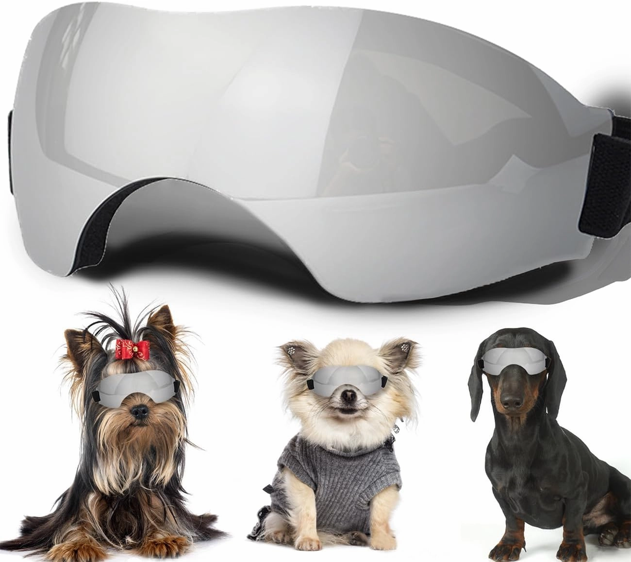 Small Dog Sunglasses with Adjustable Strap, UV Protection, Winproof, Snowproof, Suitable for Small Dogs, Puppy Sunglasses, Eyes Protection