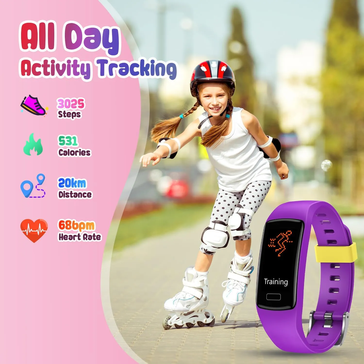 Smart Fitness Tracker Watch for Kids - Boys Girls Waterproof Smartwatch with Pedometer Heart Rate Sleep Tracking Alarm Clock Activity Tracker Calorie Step Counter Watch for Girls Boys Teens