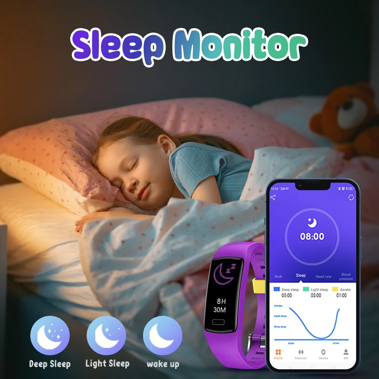 Smart Fitness Tracker Watch for Kids - Boys Girls Waterproof Smartwatch with Pedometer Heart Rate Sleep Tracking Alarm Clock Activity Tracker Calorie Step Counter Watch for Girls Boys Teens