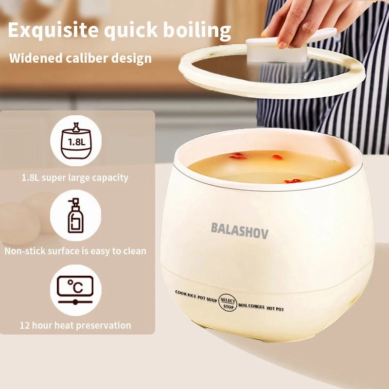 Smart 1.8L Portable Rice Cooker, Compact & Multifunctional for Dorms and Small Kitchens