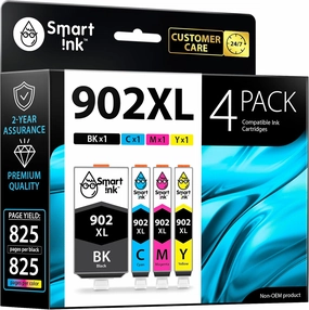 Smart Ink Compatible Ink Cartridge Replacement for HP 902 XL 902XL (4 Combo Pack) to use with Officejet Pro 6978 6968 6974 6975 6960 Officejet 6951 6954 6956 6958 Printers