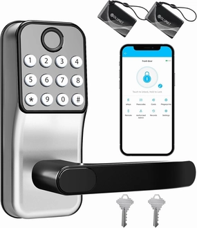 Smart Lock for Front Door: Olumat Keyless Entry Door Lock, Smart Keypad Lock with Handle, Fingerprint Lock with APP, Digital Lock with Handle, for Garage, Home, Office