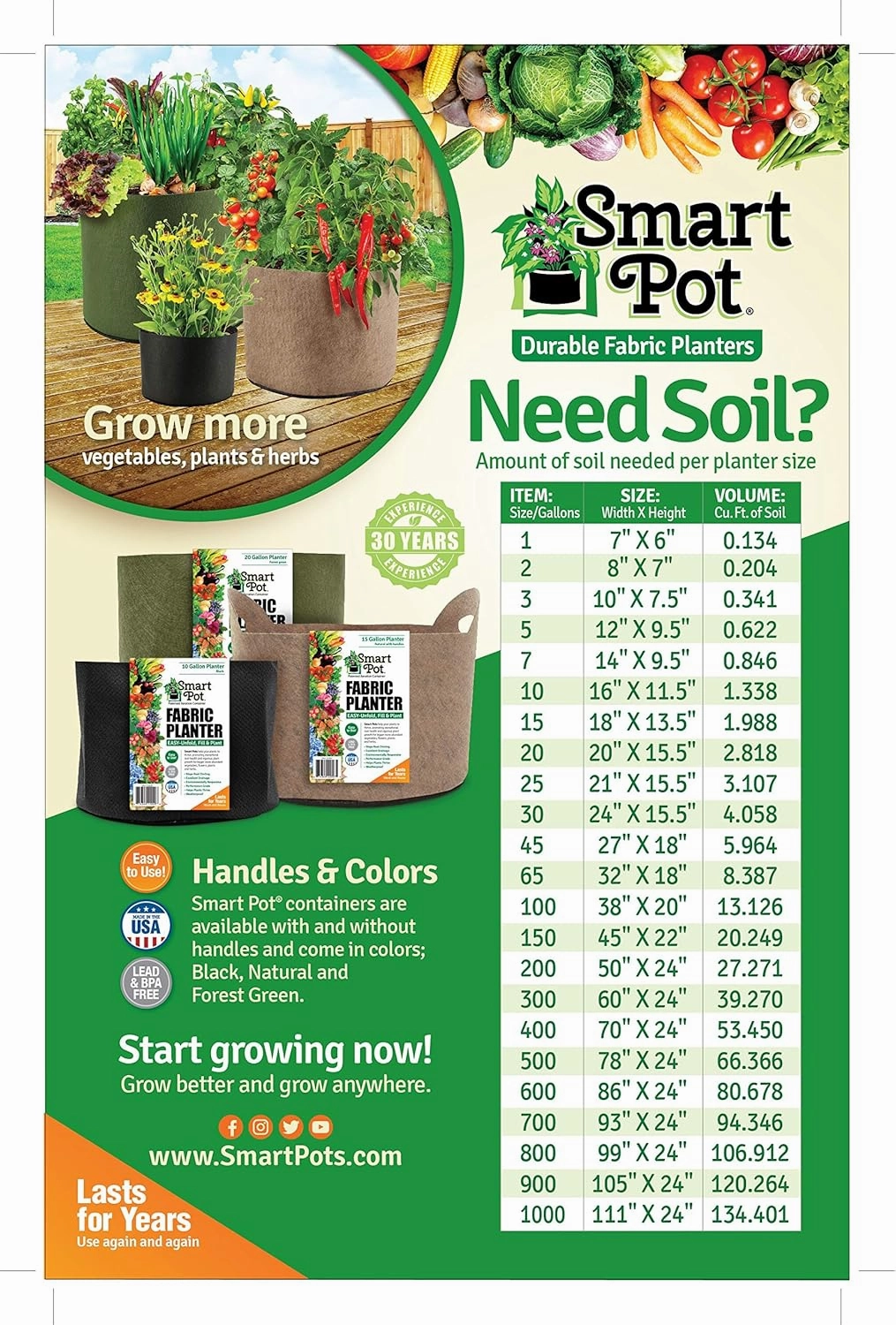 Smart Pots 12050 Big Bag Bed Fabric Raised Planting Bed, Junior , Black