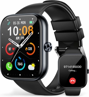 Smartwatch for Men Women(Answer/Make Call), 1.83" HD Touch Screen Smartwatch with Heart Rate/Sleep/Spo2 Monitor, Pedometer, IP68 Waterproof, 110  Sport Modes, Fitness Tracker for Android iOS, Black